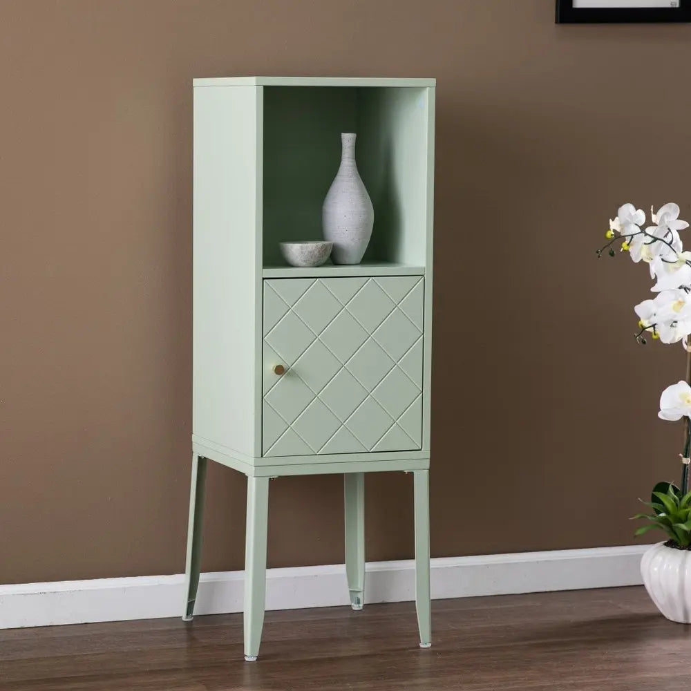 Pale Green Crosshatch Accent Storage Cabinet - NOVA HOME FURNITURE
