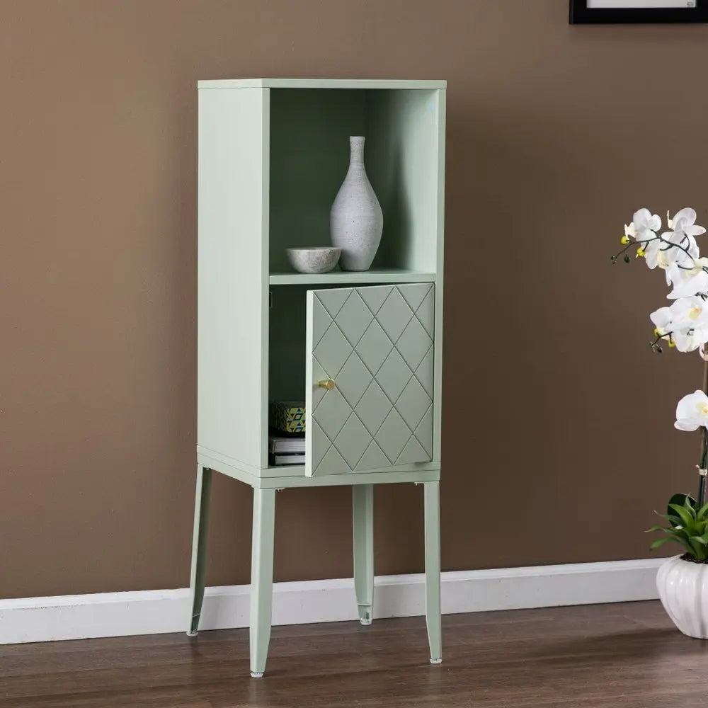 Pale Green Crosshatch Accent Storage Cabinet - NOVA HOME FURNITURE