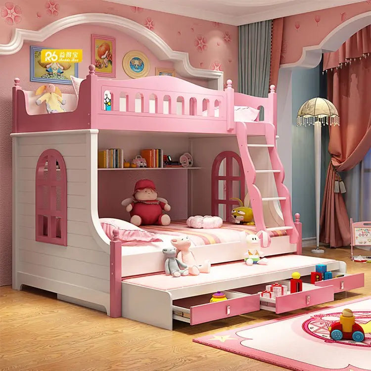 Pink Girl Princess Children Bunk Soft Beds Kids Furniture Sets - NOVA - HOME - FURNITURE
