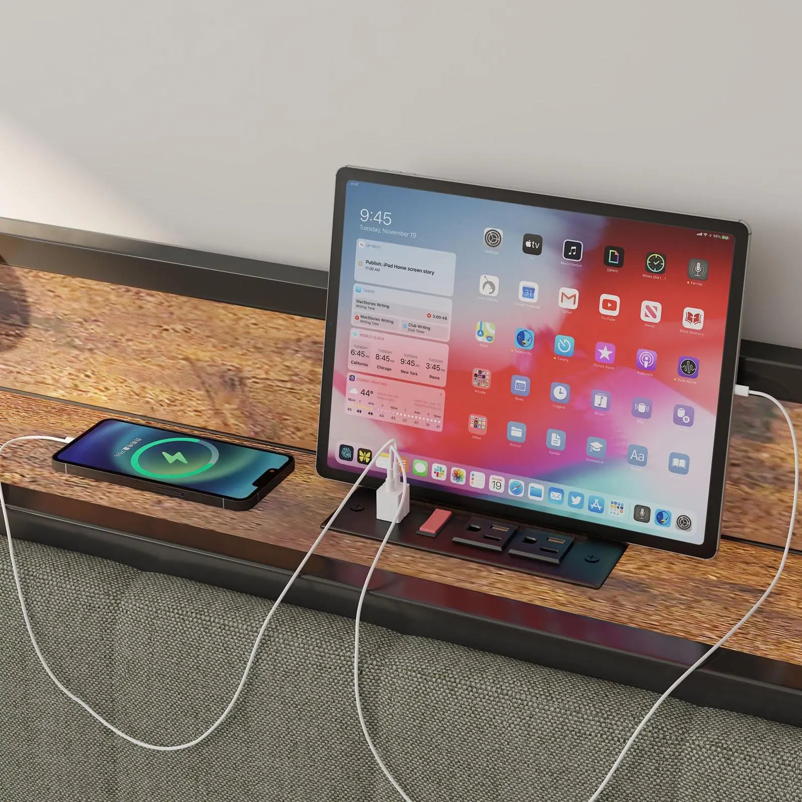 Queen - Size，Full metal bed frame with charging port at the head of the bed. - NOVA - HOME - FURNITURE