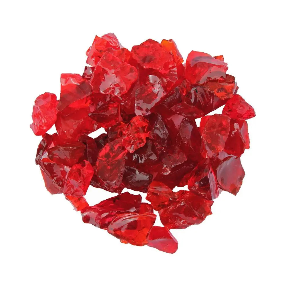 Red Round Reflective Fire Pit Glass - NOBLE HOME INTERIORS