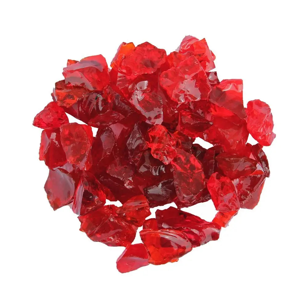 Red Round Reflective Fire Pit Glass - NOBLE HOME INTERIORS