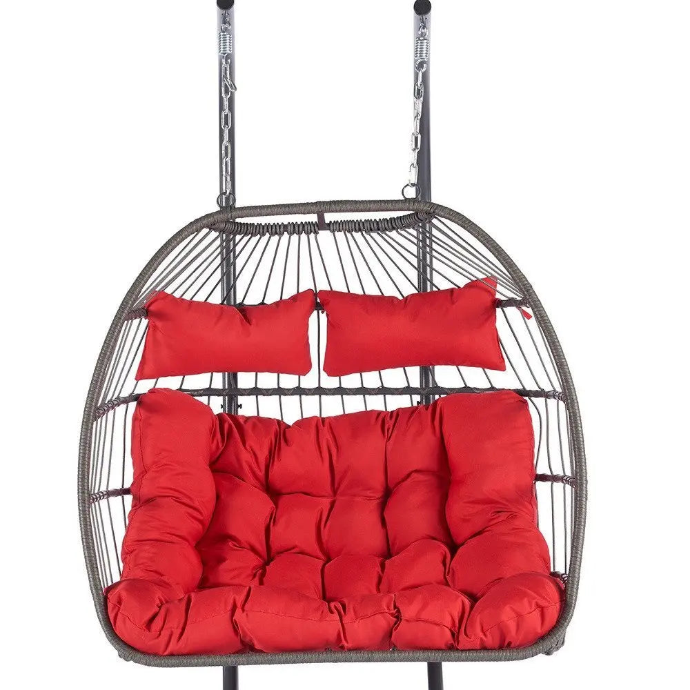Red Solid Color Double Swing Chair - NOBLE HOME INTERIORS