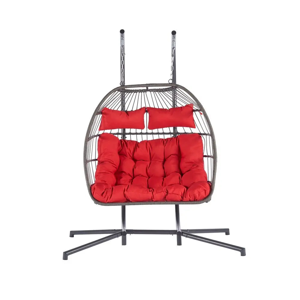 Red Solid Color Double Swing Chair - NOBLE HOME INTERIORS