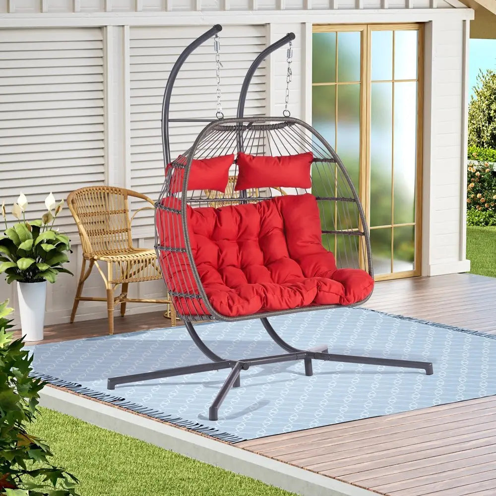 Red Solid Color Double Swing Chair - NOBLE HOME INTERIORS