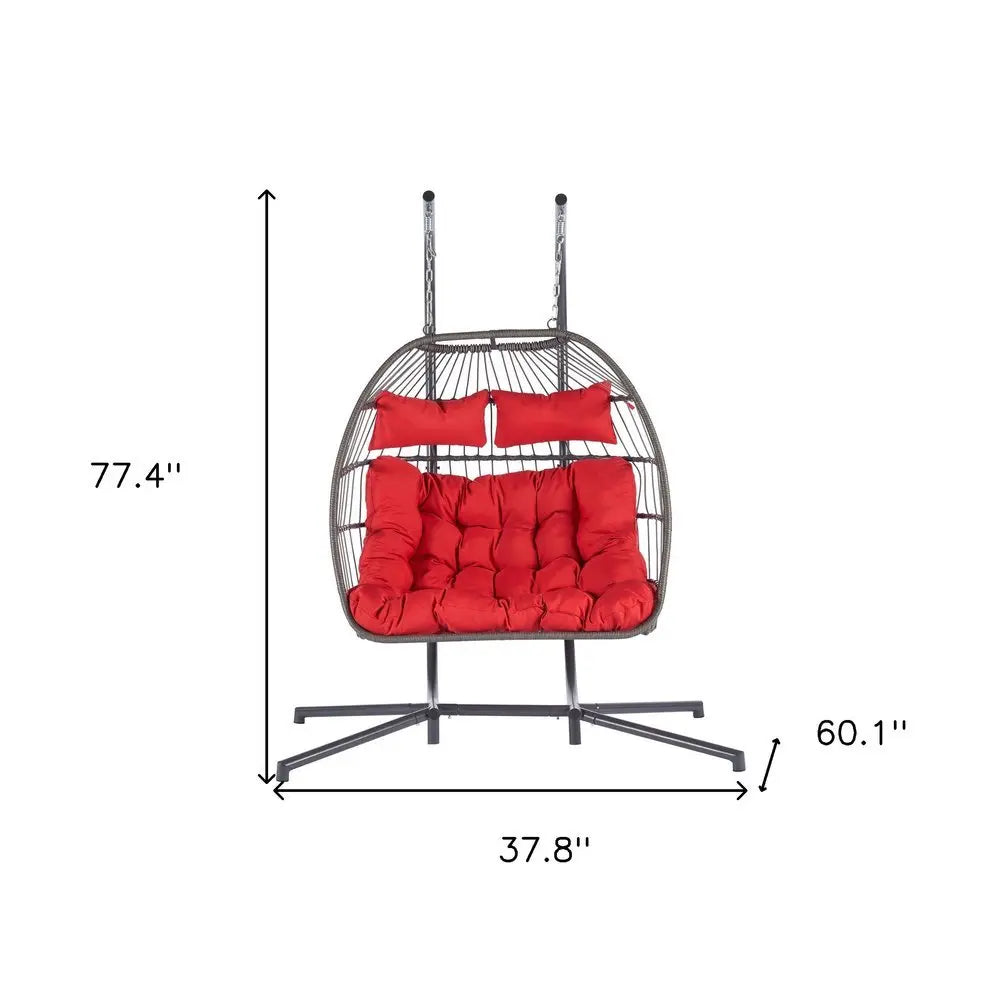 Red Solid Color Double Swing Chair - NOBLE HOME INTERIORS