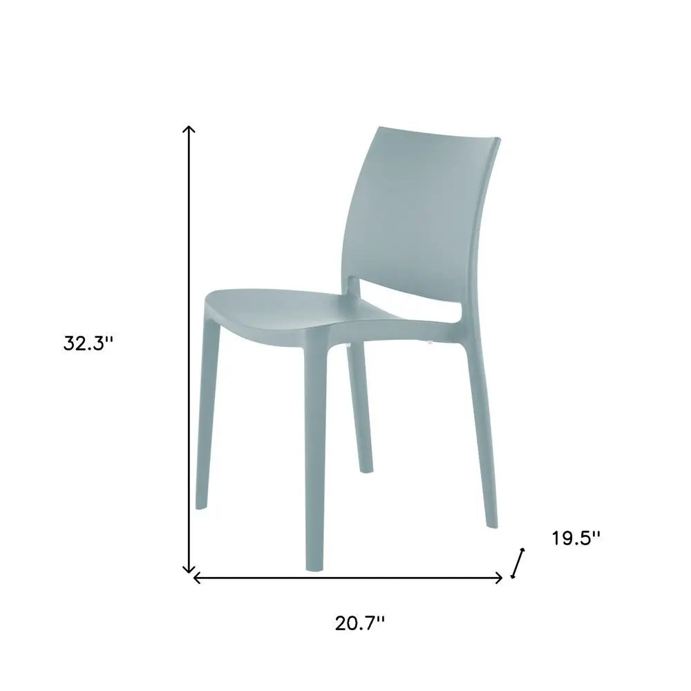 Set of Four Baby Blue Heavy Duty Plastic Outdoor Stacking Dining Chairs - NOBLE HOME INTERIORS