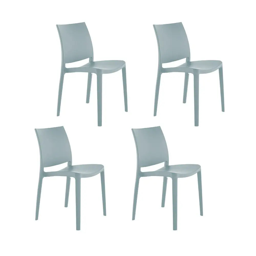 Set of Four Baby Blue Heavy Duty Plastic Outdoor Stacking Dining Chairs - NOBLE HOME INTERIORS