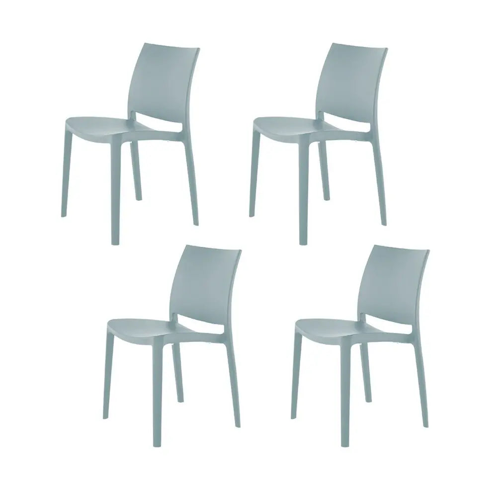 Set of Four Baby Blue Heavy Duty Plastic Outdoor Stacking Dining Chairs - NOBLE HOME INTERIORS