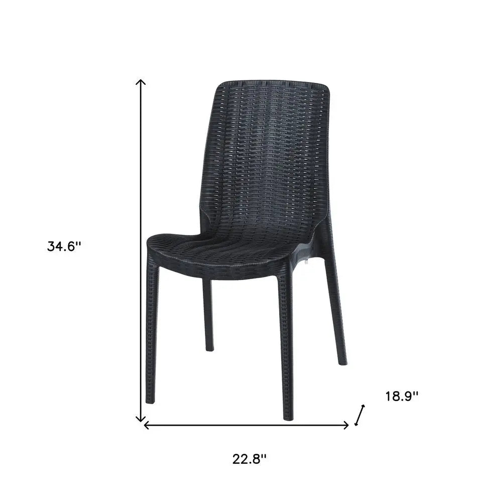 Set of Four Black Heavy Duty Plastic Outdoor Stacking Dining Chairs - NOBLE HOME INTERIORS