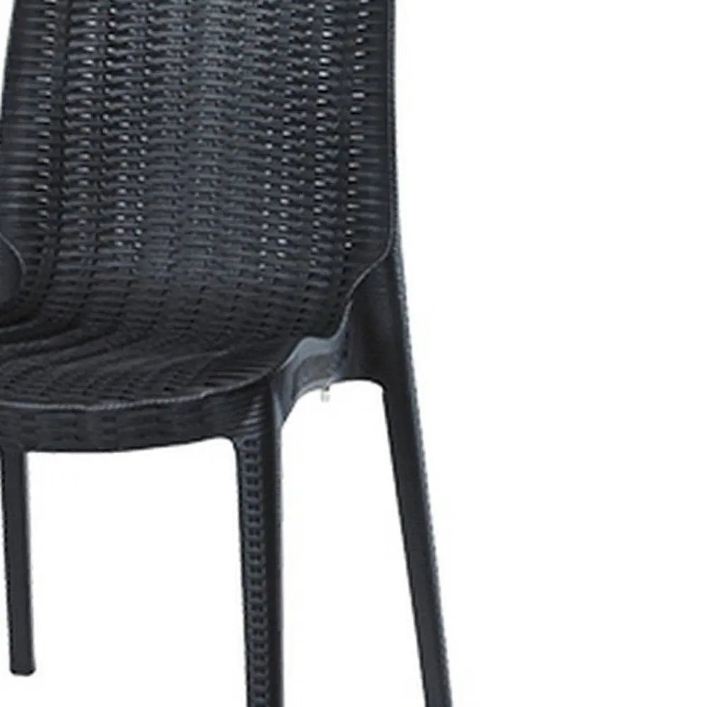 Set of Four Black Heavy Duty Plastic Outdoor Stacking Dining Chairs - NOBLE HOME INTERIORS