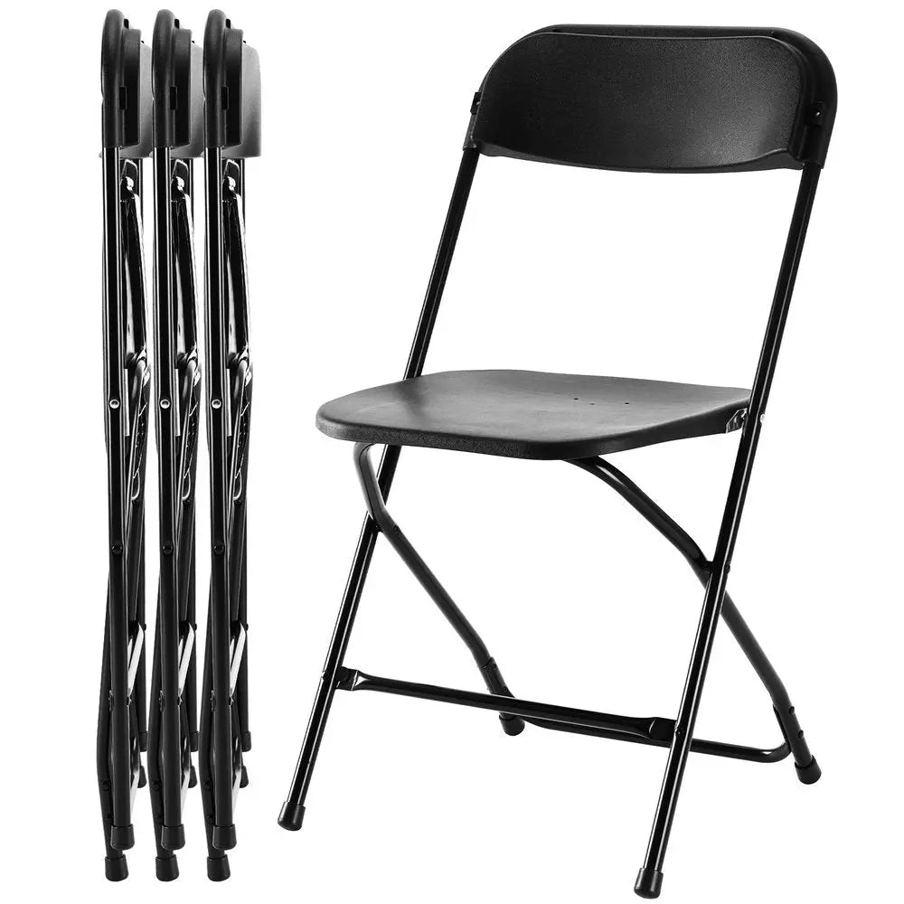 Set of Four Black Metal Outdoor Folding Stacking Dining Chairs - NOBLE HOME INTERIORS