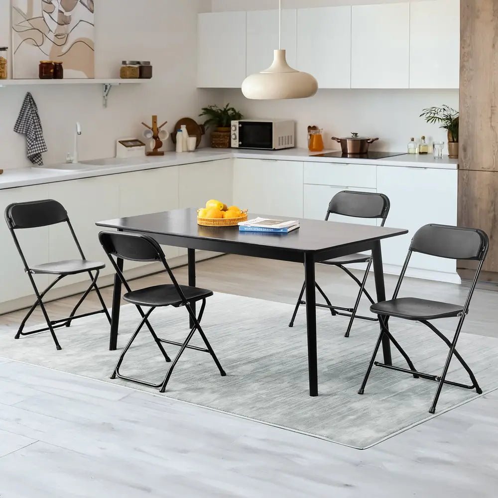 Set of Four Black Metal Outdoor Folding Stacking Dining Chairs - NOBLE HOME INTERIORS