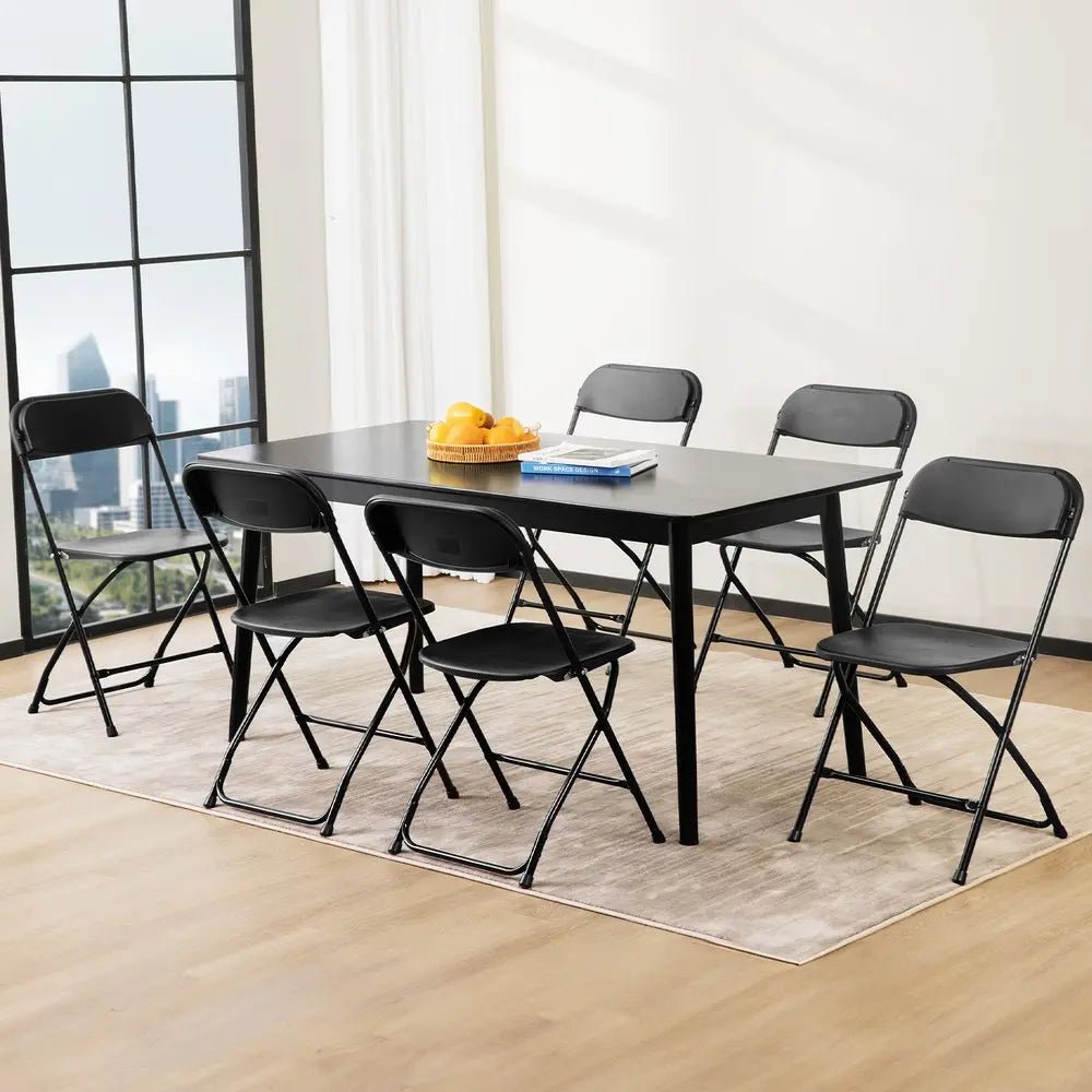 Set of Four Black Metal Outdoor Folding Stacking Dining Chairs - NOBLE HOME INTERIORS