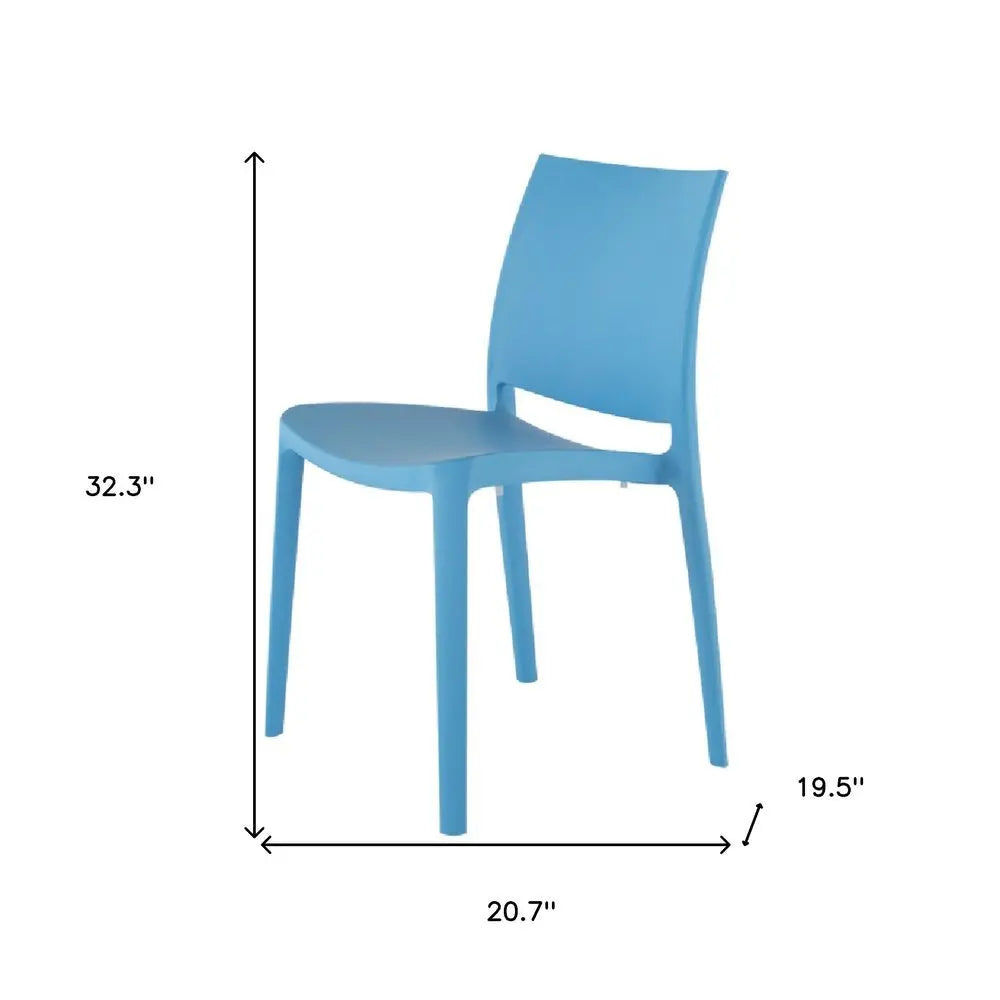 Set of Four Blue Heavy Duty Plastic Outdoor Stacking Dining Chairs - NOBLE HOME INTERIORS