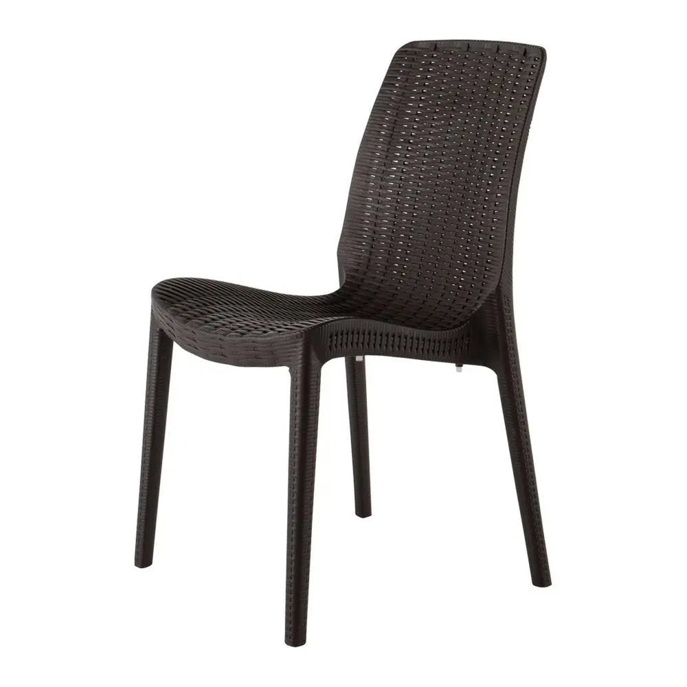 Set of Four Brown Heavy Duty Plastic Outdoor Stacking Dining Chairs - NOBLE HOME INTERIORS