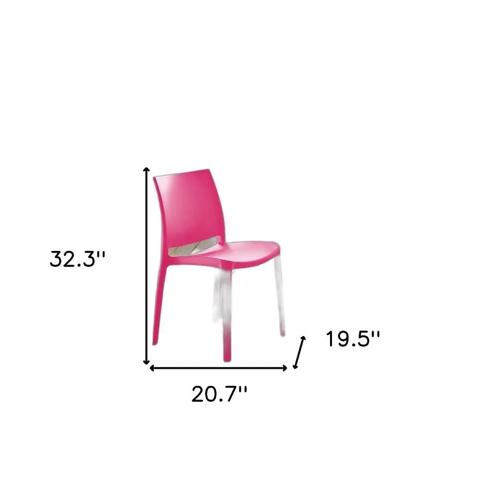 Set of Four Fuchsia Heavy Duty Plastic Outdoor Stacking Dining Chairs - NOBLE HOME INTERIORS