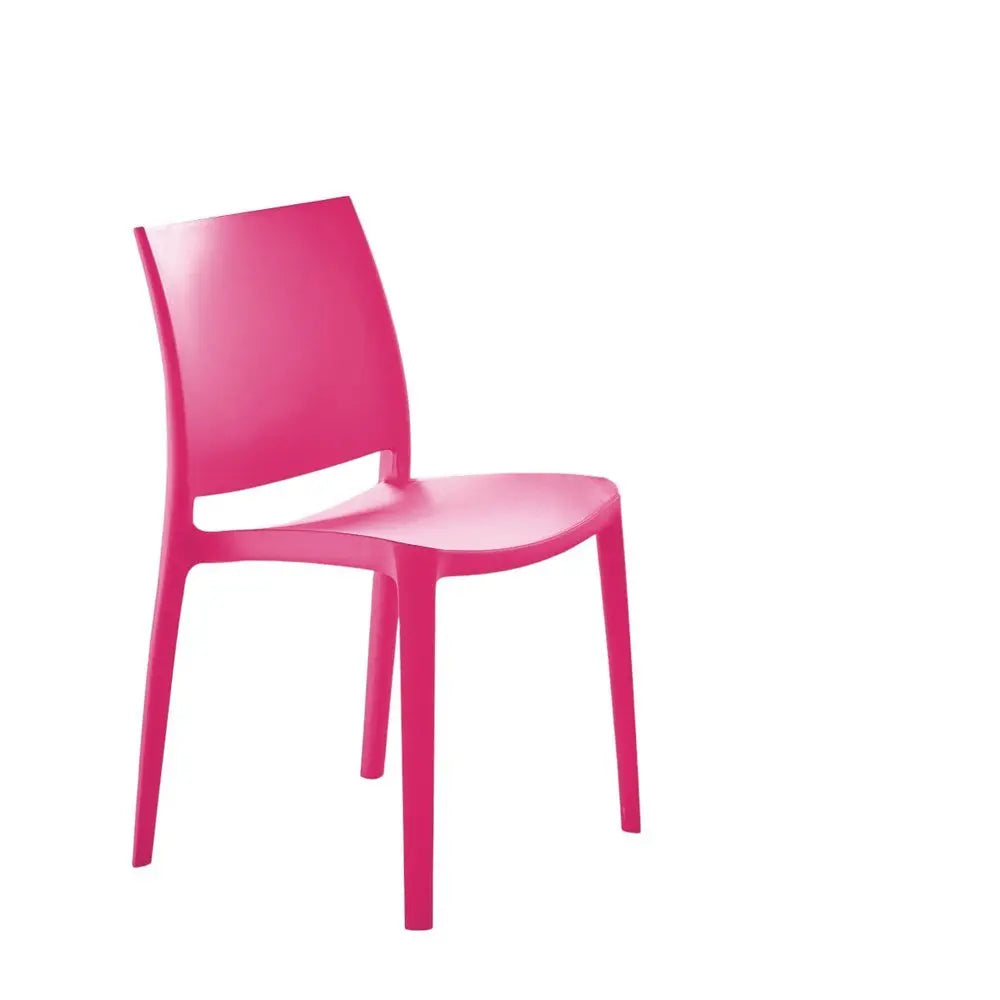Set of Four Fuchsia Heavy Duty Plastic Outdoor Stacking Dining Chairs - NOBLE HOME INTERIORS