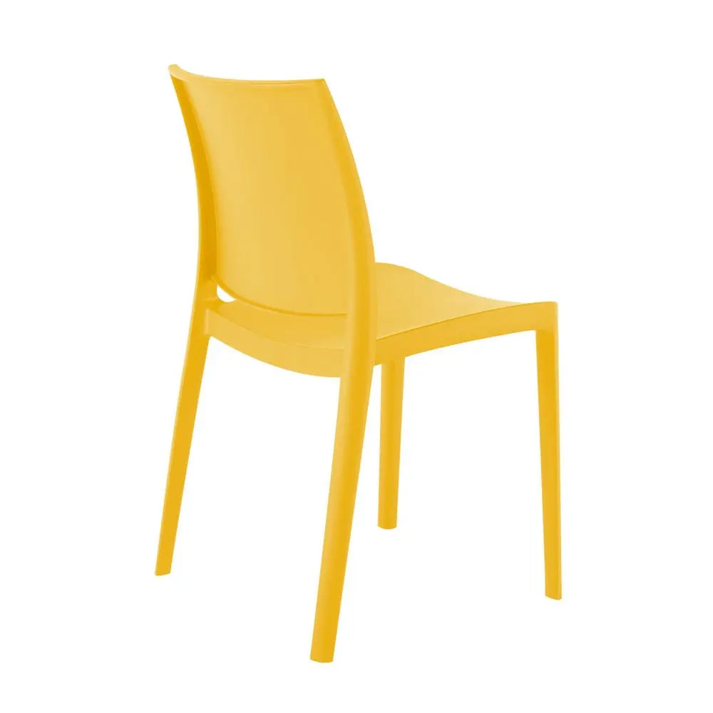 Set of Four Gold Heavy Duty Plastic Outdoor Stacking Dining Chairs - NOBLE HOME INTERIORS