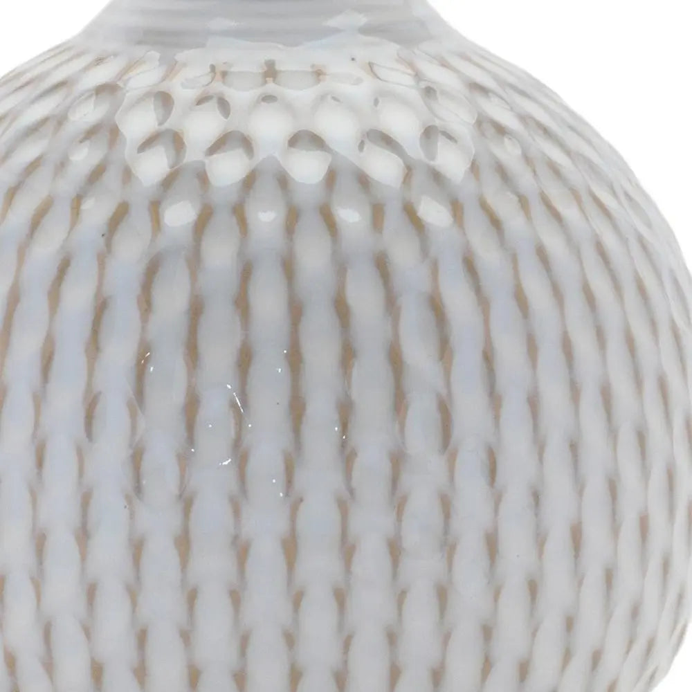 Set of Four Natural And Off White Ceramic Bud Vases With Sculptural Details - NOBLE HOME INTERIORS