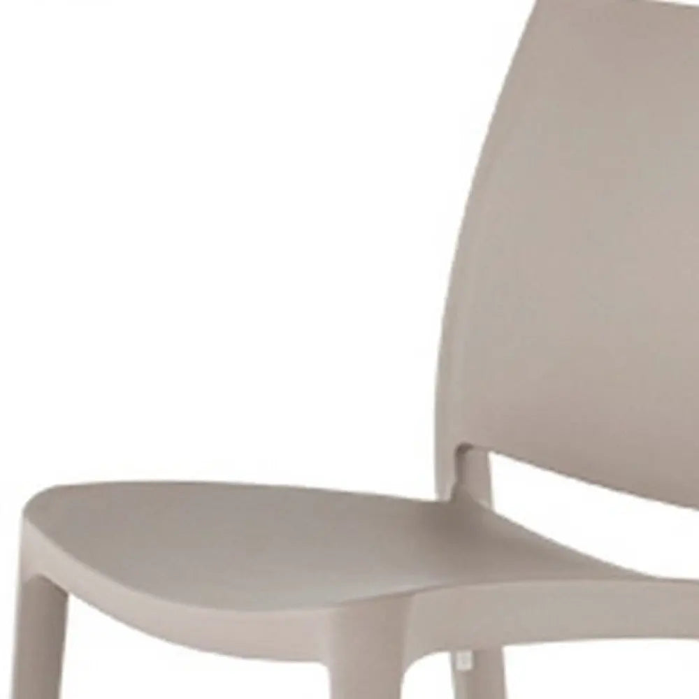 Set of Four Taupe Heavy Duty Plastic Outdoor Stacking Dining Chairs - NOBLE HOME INTERIORS