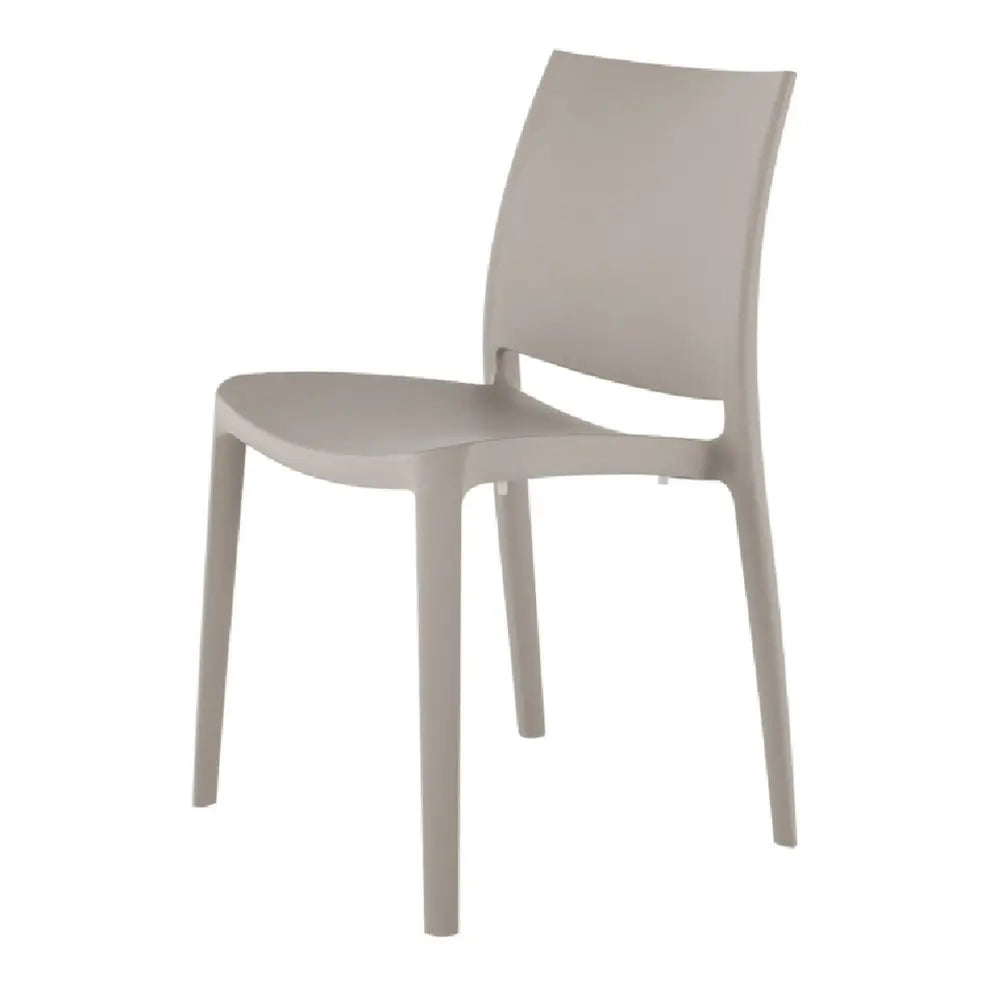 Set of Four Taupe Heavy Duty Plastic Outdoor Stacking Dining Chairs - NOBLE HOME INTERIORS