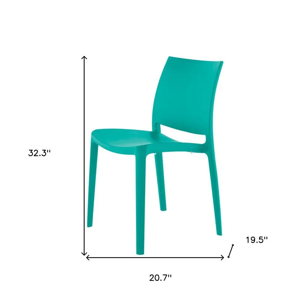 Set of Four Turquoise Heavy Duty Plastic Outdoor Stacking Dining Chairs - NOBLE HOME INTERIORS