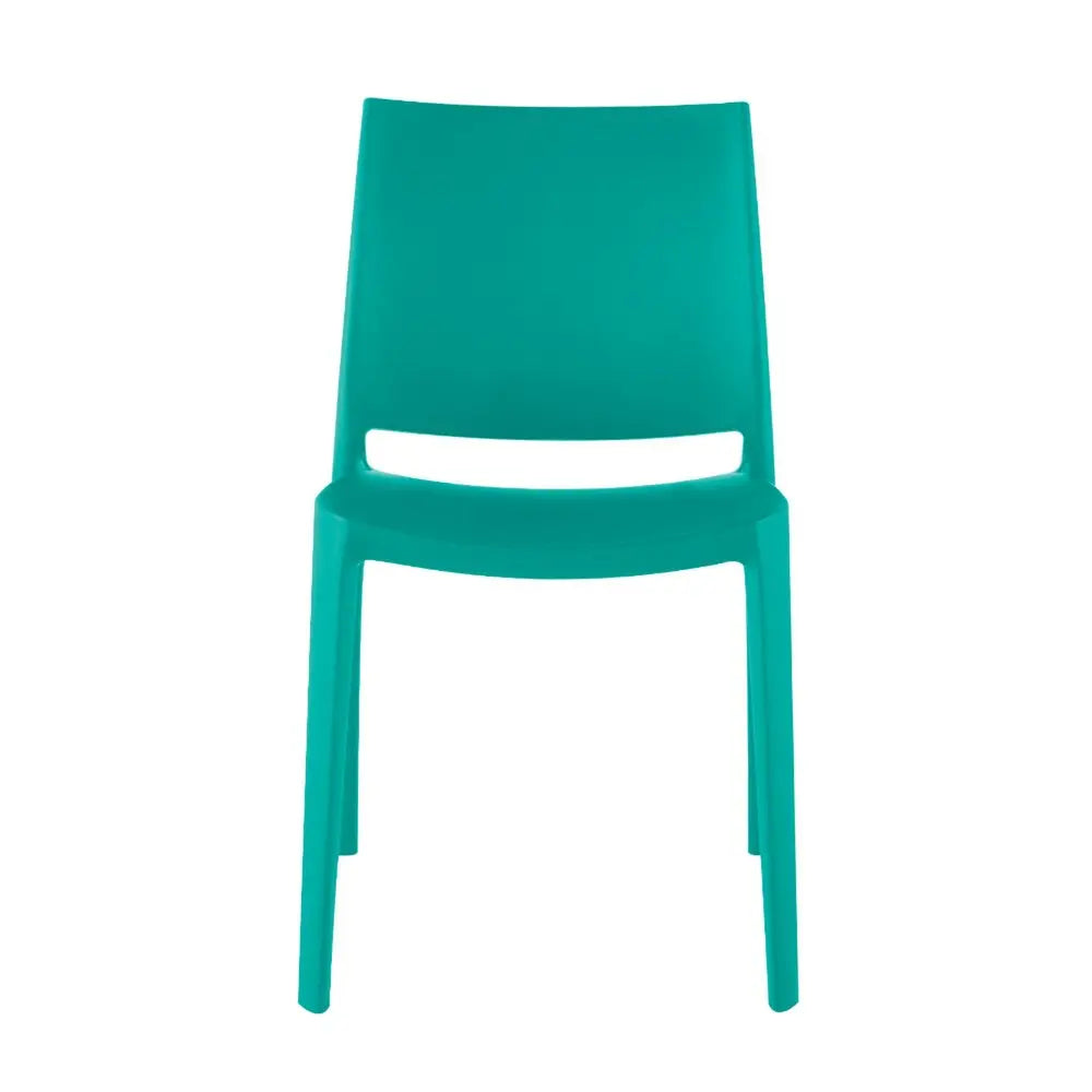 Set of Four Turquoise Heavy Duty Plastic Outdoor Stacking Dining Chairs - NOBLE HOME INTERIORS