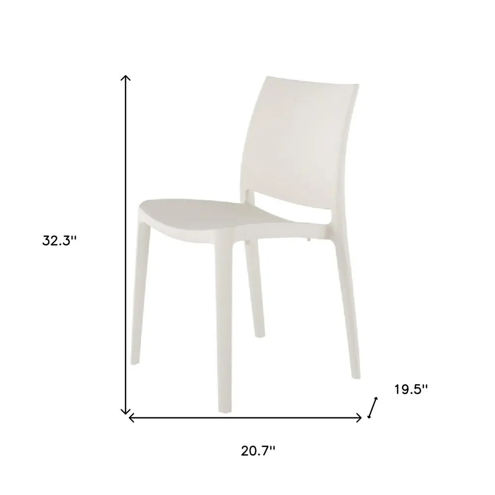 Set of Four White Heavy Duty Plastic Outdoor Stacking Dining Chairs - NOBLE HOME INTERIORS