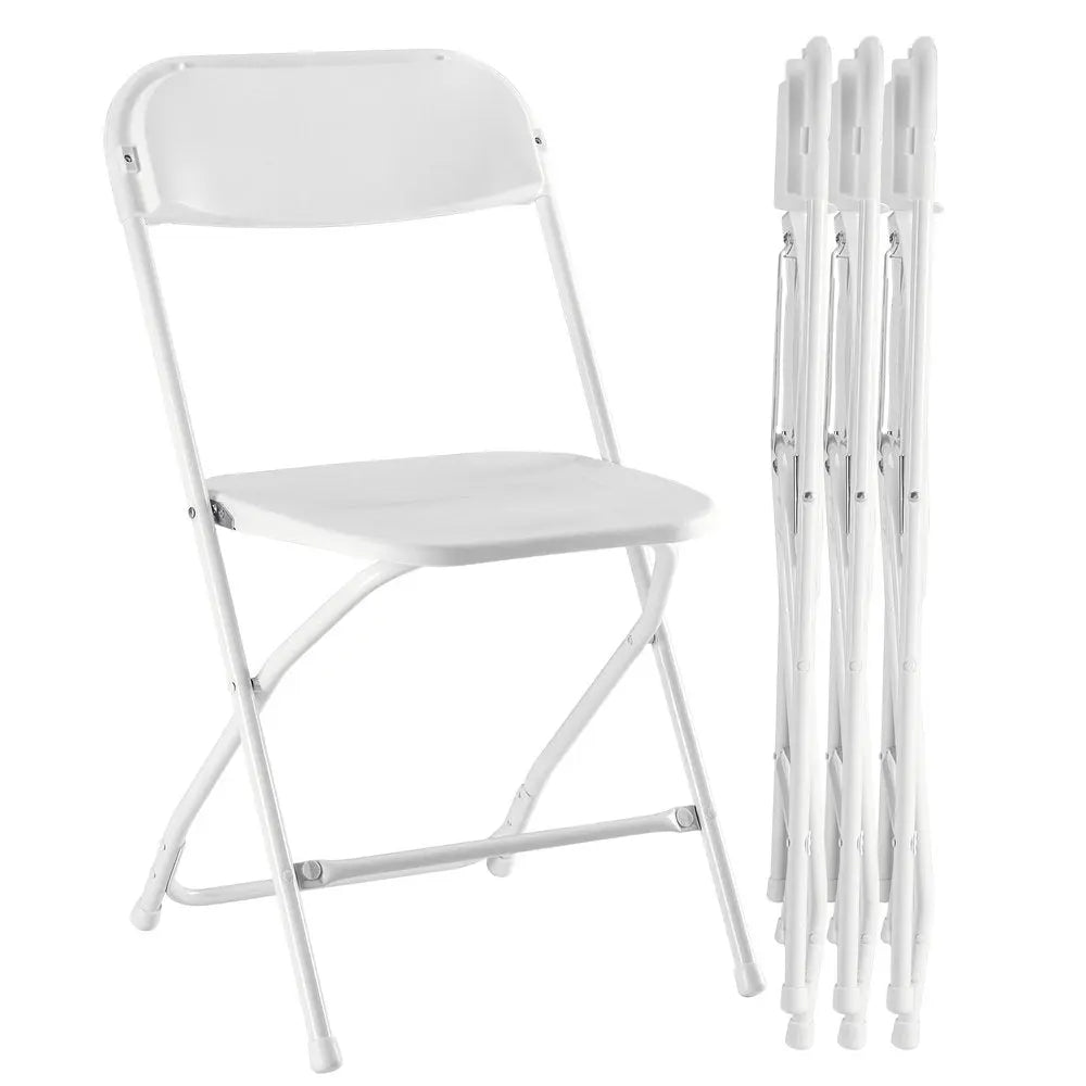 Set of Four White Metal Outdoor Folding Stacking Dining Chairs - NOBLE HOME INTERIORS