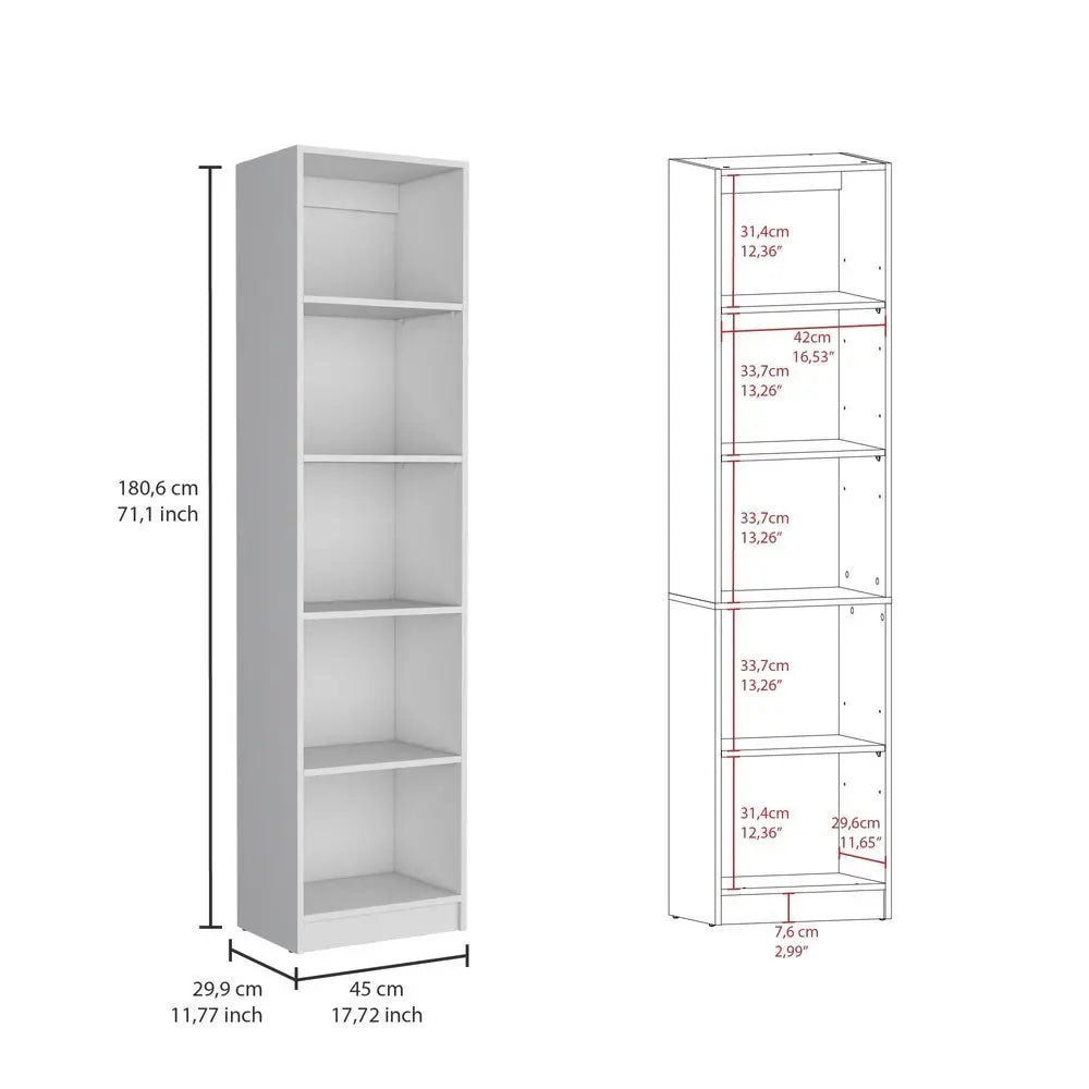 Set of Four White Wood Seventeen Tier Modular Bookcase with Two Doors - NOBLE HOME INTERIORS