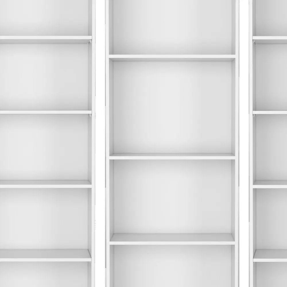Set of Four White Wood Seventeen Tier Modular Bookcase with Two Doors - NOBLE HOME INTERIORS