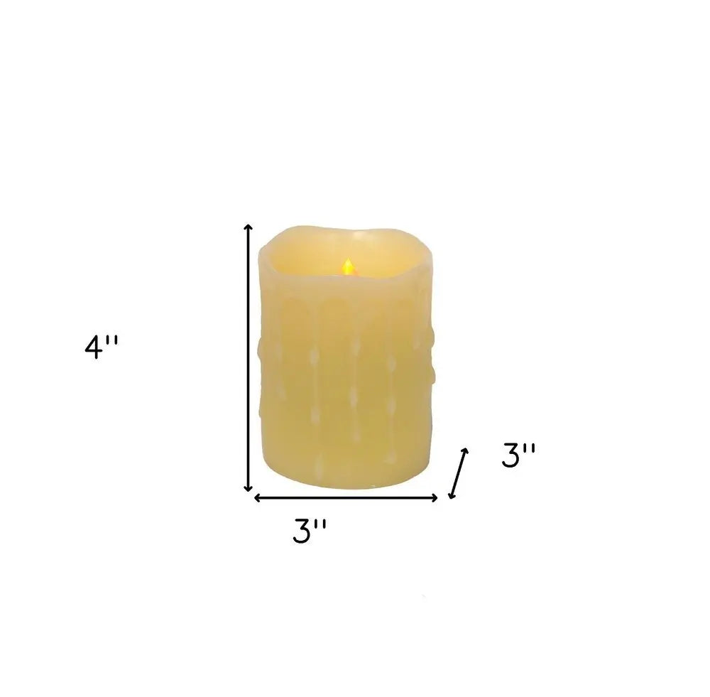 Set of Four Yellow Flameless Pillar Candles - NOBLE HOME INTERIORS