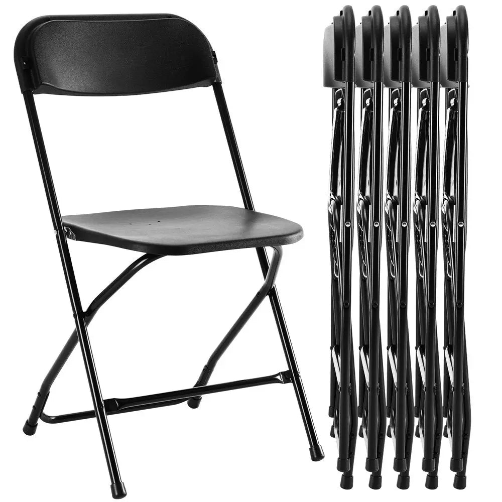 Set of Six Black Metal Outdoor Folding Stacking Dining Chairs - NOBLE HOME INTERIORS