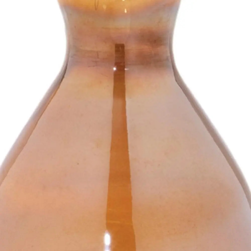 Set of Three Beige And Brown Crackle Glaze Glass Table Vases - NOBLE HOME INTERIORS