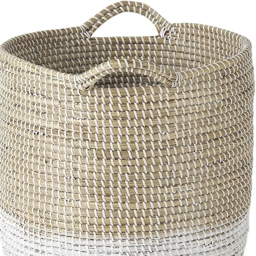 Set of Three Beige And White Wicker Desk Organizer - NOBLE HOME INTERIORS