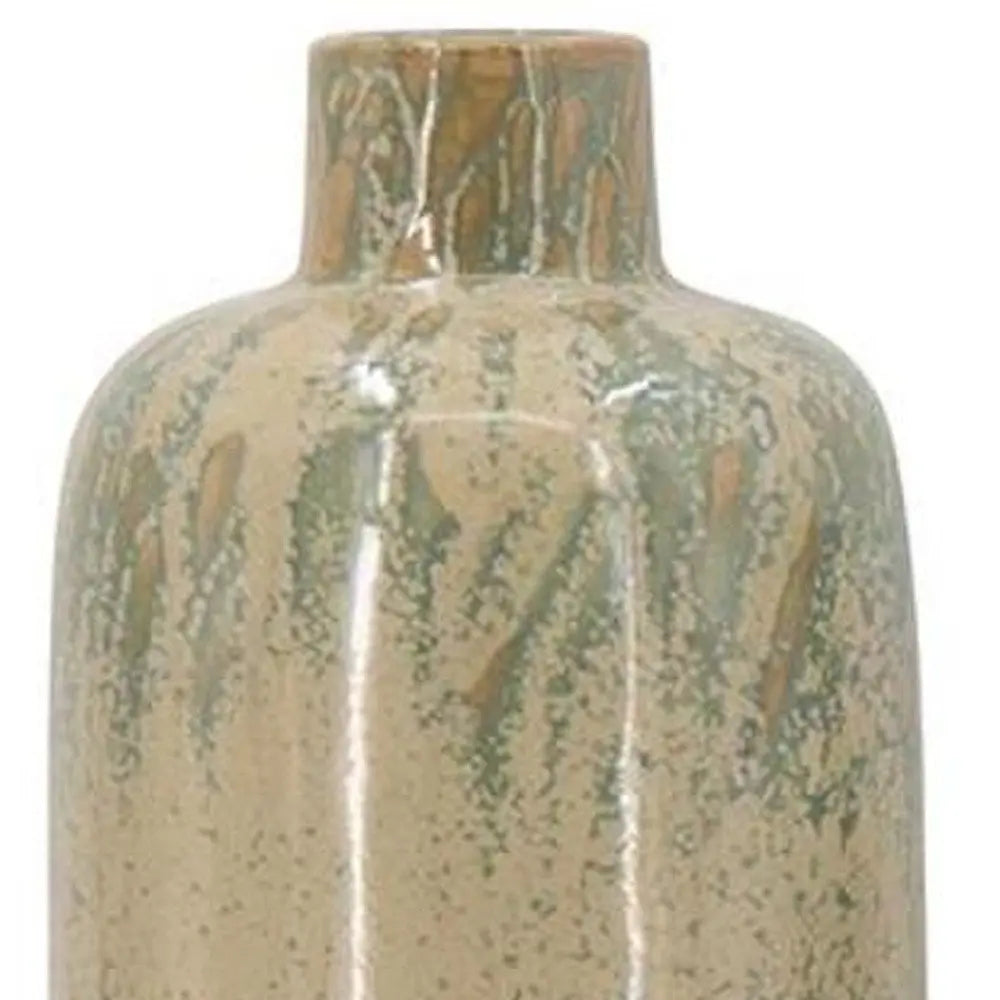 Set of Three Beige Blue And Green Round Ceramic Table Vase - NOBLE HOME INTERIORS