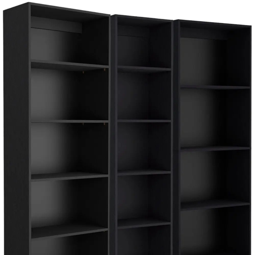 Set of Three Black Five Tier Bookcase - NOBLE HOME INTERIORS