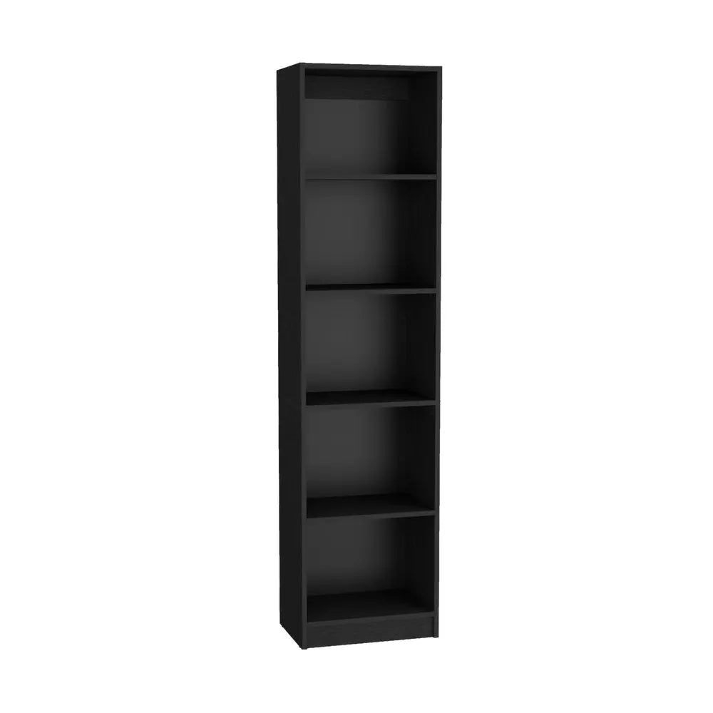 Set of Three Black Five Tier Bookcase with Two Doors - NOBLE HOME INTERIORS