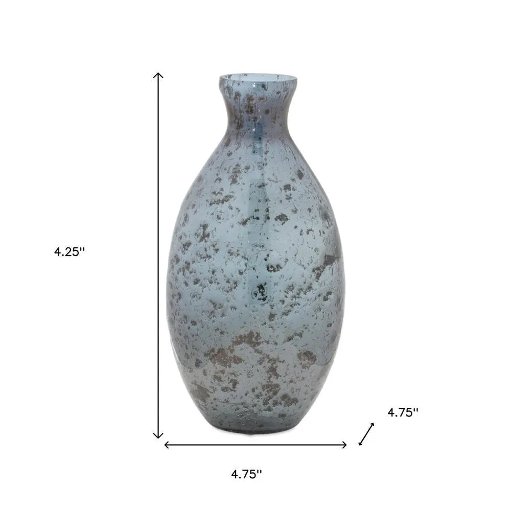 Set of Three Blue And Gray Seeded Glass Table Vases - NOBLE HOME INTERIORS