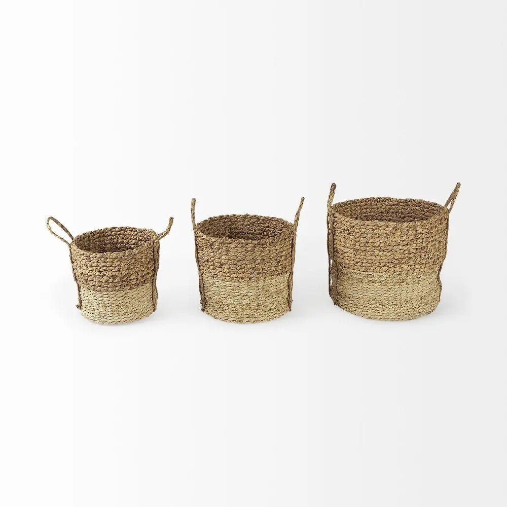Set of Three Brown Wicker Basket - NOBLE HOME INTERIORS