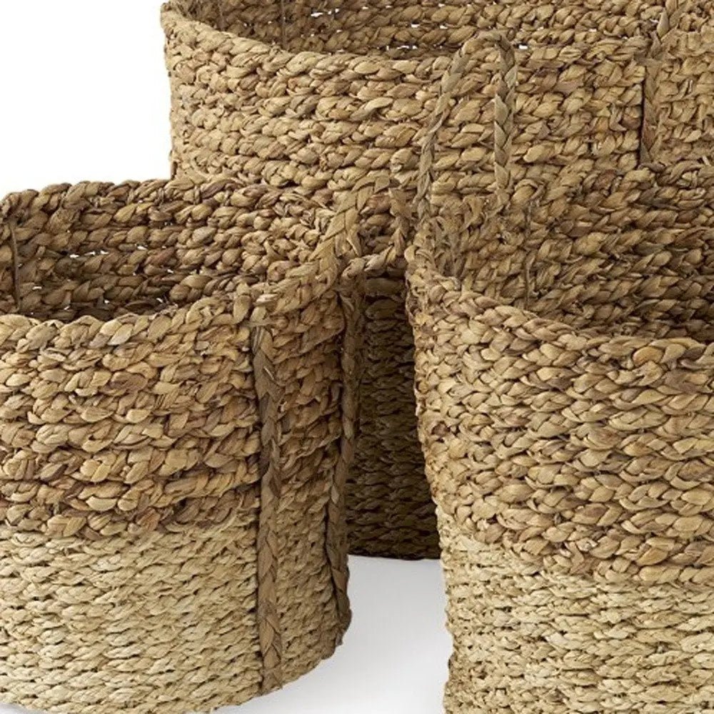 Set of Three Brown Wicker Basket - NOBLE HOME INTERIORS