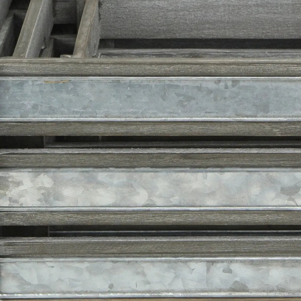 Set of Three Gray Solid Wood And Metal Crate - NOBLE HOME INTERIORS