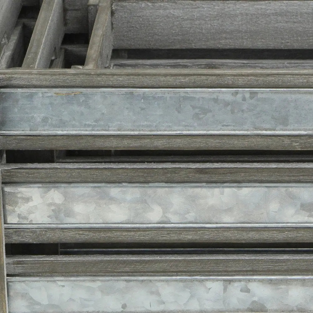 Set of Three Gray Solid Wood And Metal Crate - NOBLE HOME INTERIORS