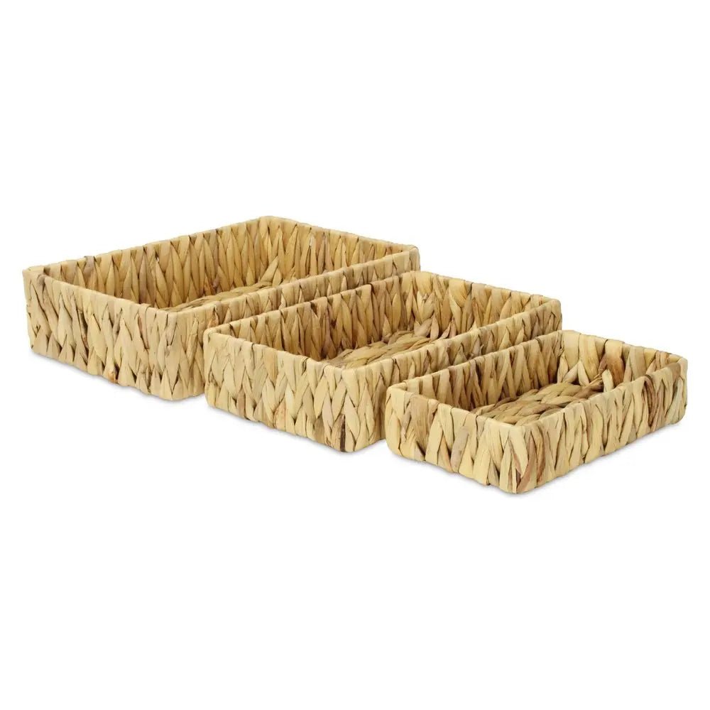 Set of Three Natural Water Hyacinth Basket - NOBLE HOME INTERIORS