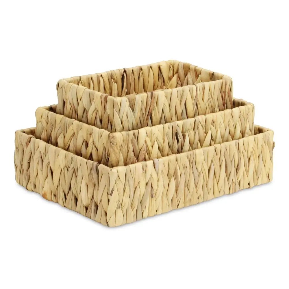 Set of Three Natural Water Hyacinth Basket - NOBLE HOME INTERIORS