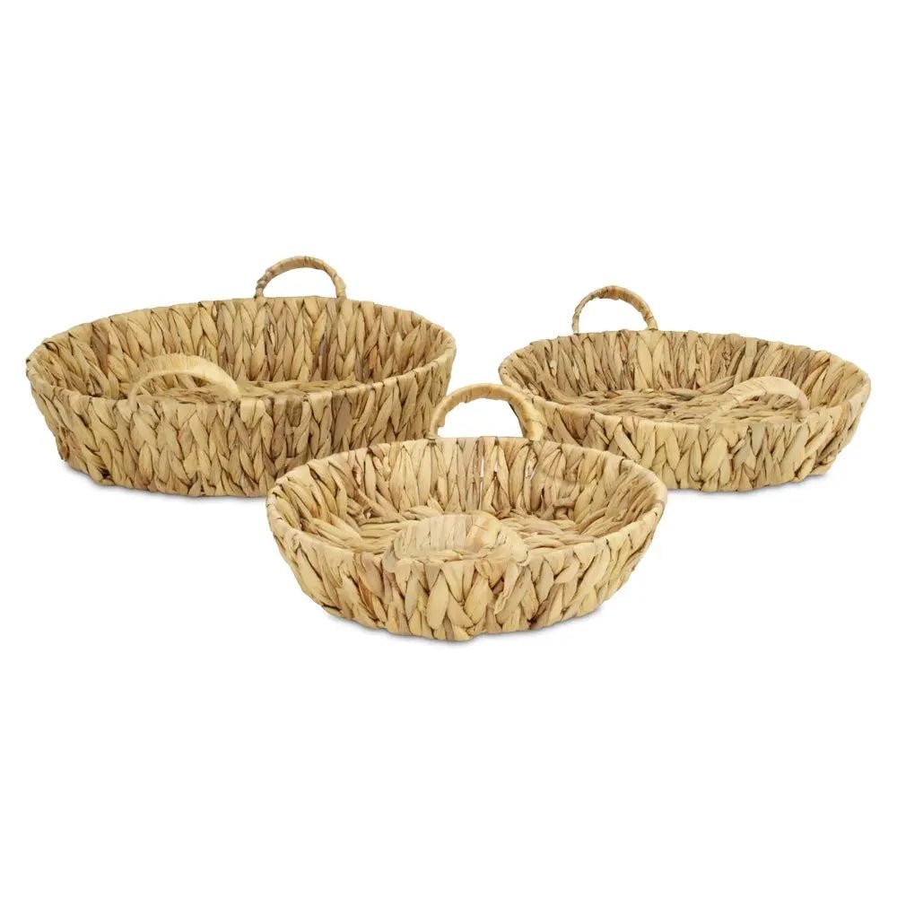Set of Three Natural Water Hyacinth Basket - NOBLE HOME INTERIORS