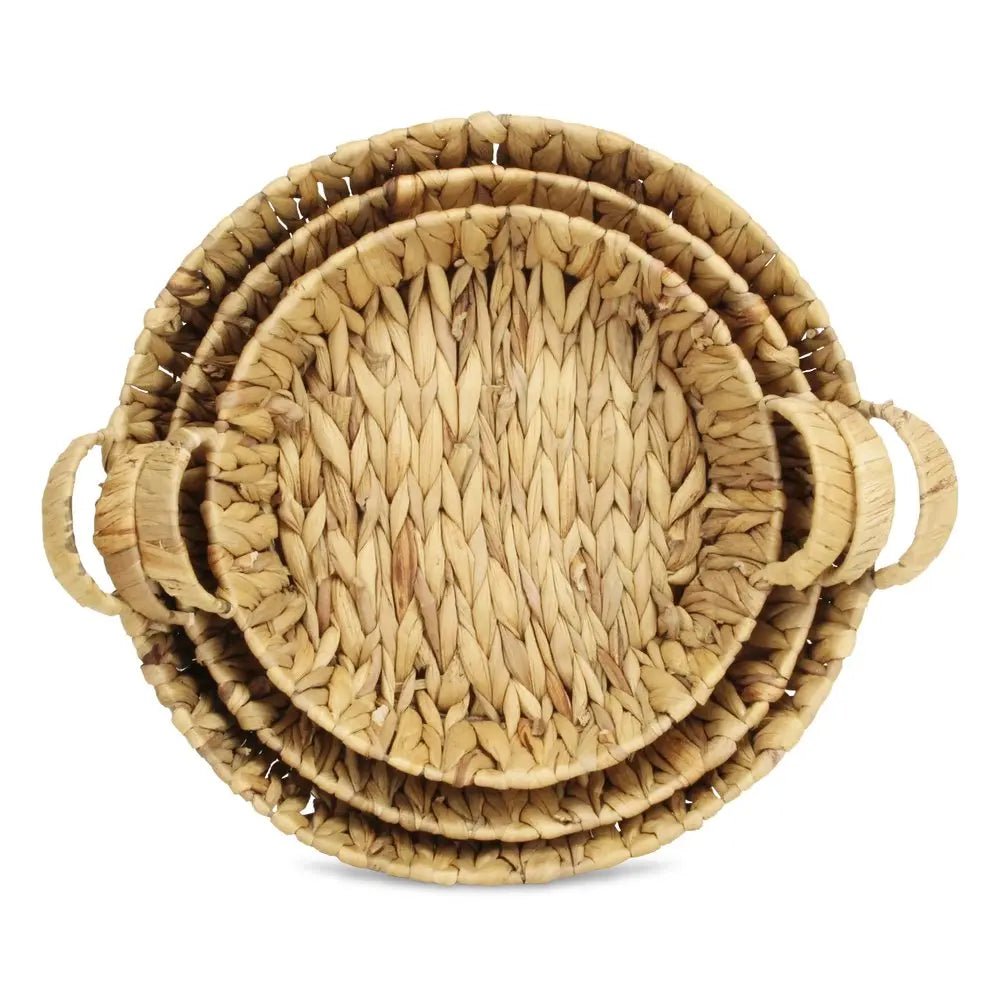 Set of Three Natural Water Hyacinth Basket - NOBLE HOME INTERIORS