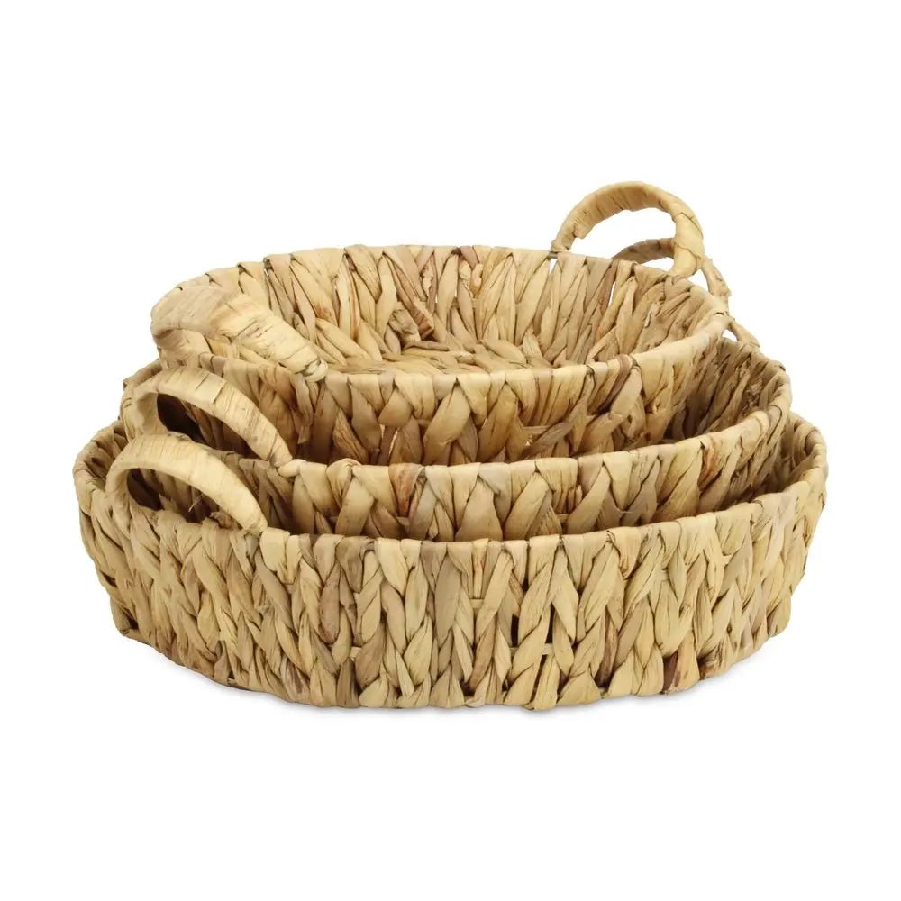 Set of Three Natural Water Hyacinth Basket - NOBLE HOME INTERIORS