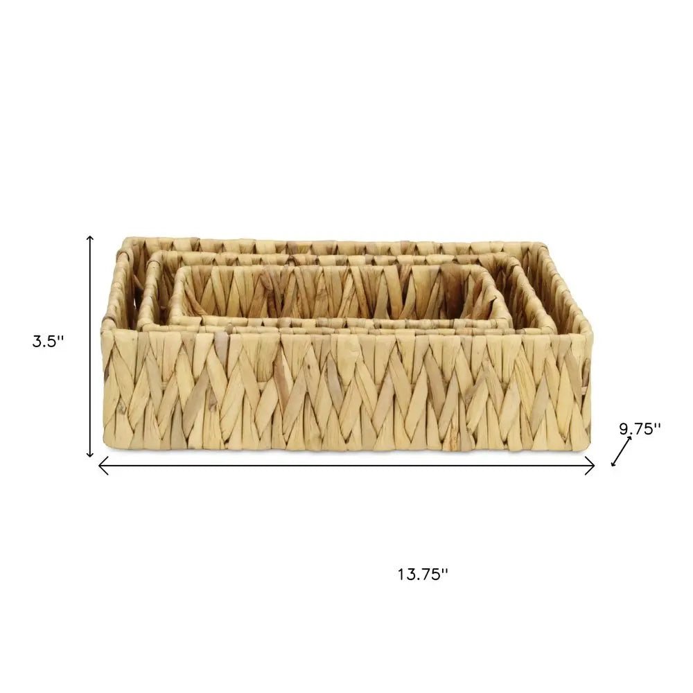 Set of Three Natural Water Hyacinth Basket - NOBLE HOME INTERIORS